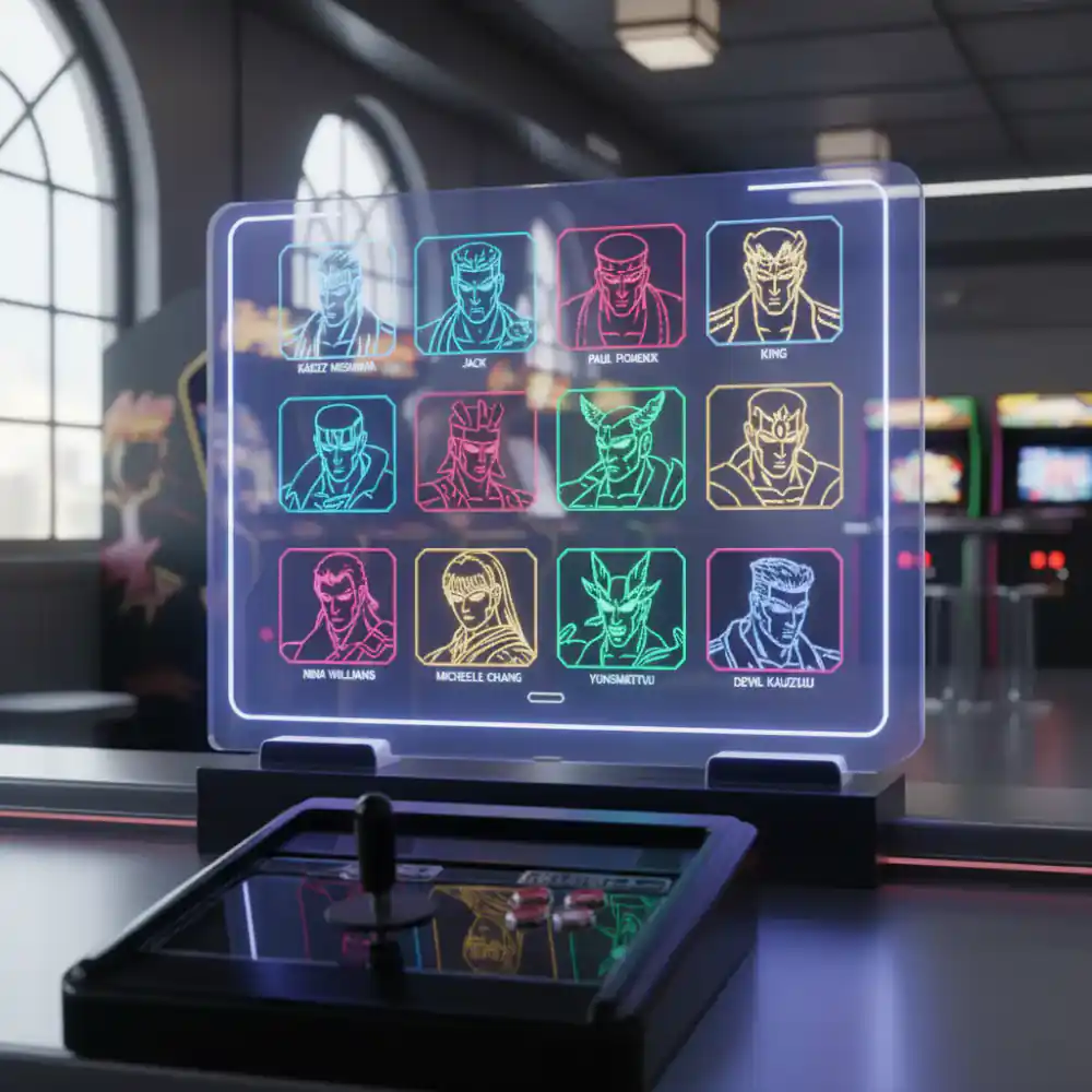 Selectiescherm van de originele Tekken fighter